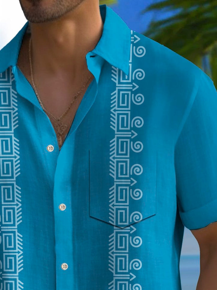 Camisa Guayabera Vintage de los años 60 para hombre de Alohadaddy, camisa de campamento con bolsillo elástico, talla grande