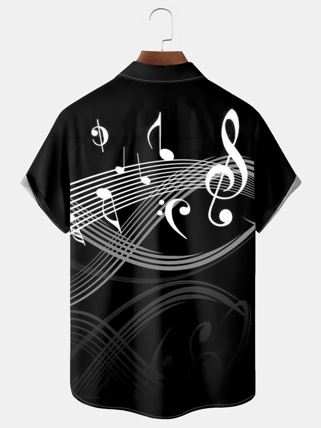 Camisa hawaiana con estampado de notas musicales y bolsillo para acampar para hombre de Alohadaddy Beach Vacation, talla grande