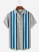 Alohadaddy Retro Bowling Stripe 3D Print Men's Button Pocket Short Sleeve Shirt Big & Tall