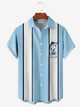 Alohadaddy Retro Bowling Contrast Color Striped Swordfish 3D Print Men's Button Pocket Short Sleeve Shirt Big & Tall