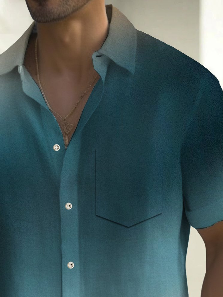 Alohadaddy Vintage Gradient Print Chest Pocket Men&