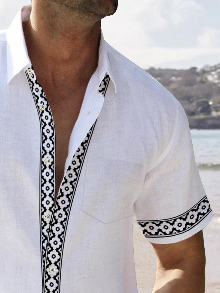 Camisa hawaiana básica Alohadaddy para hombre, con estampado floral étnico, elástica, con bolsillo, para acampar, talla grande