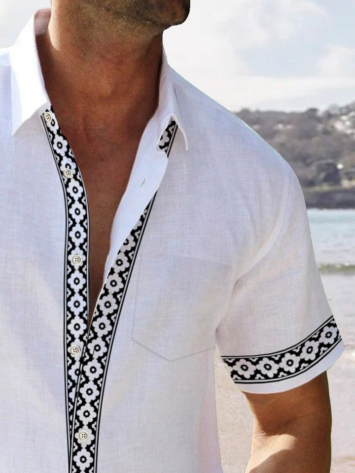 Camisa hawaiana básica Alohadaddy para hombre, con estampado floral étnico, elástica, con bolsillo, para acampar, talla grande