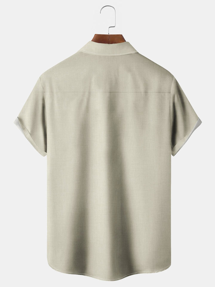 Camisa de hombre de manga larga con bolsillo en el pecho y estampado de rayas estilo bolos vintage de Alohadaddy
