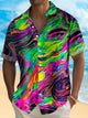 Camisa de manga corta con bolsillo abotonado y estampado digital 3D con degradado abstracto retro para hombre de Alohadaddy, talla grande y alta