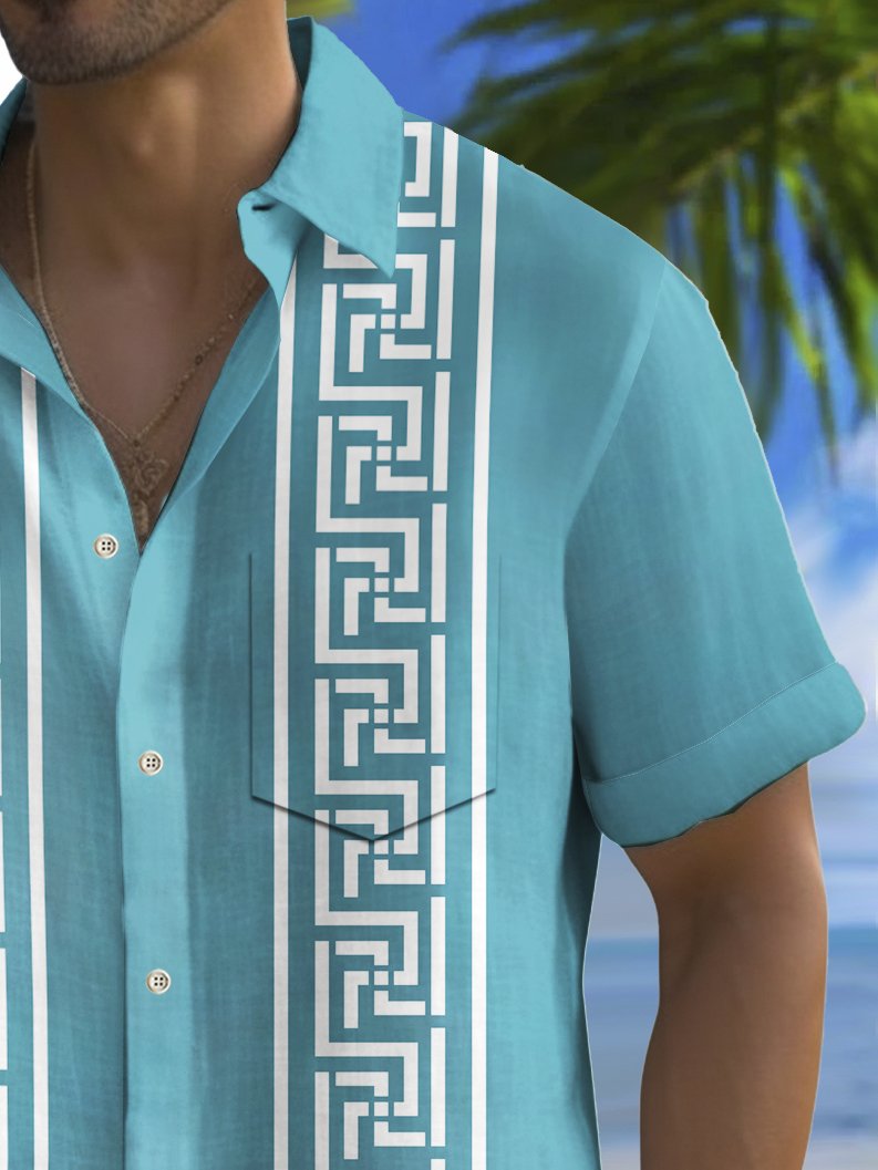 Camisa Guayabera Vintage de los años 60 para hombre de Alohadaddy, camisa de campamento con bolsillo elástico, talla grande