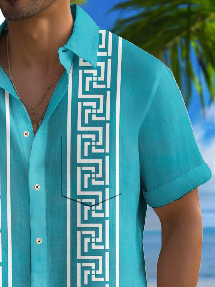 Camisa Guayabera Vintage de los años 60 para hombre de Alohadaddy, camisa de campamento con bolsillo elástico, talla grande