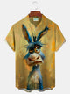 Alohadaddy Retro Cartoon Cat 3D Digital Print Men's Button Pocket Long Sleeve Shirt Big & Tall