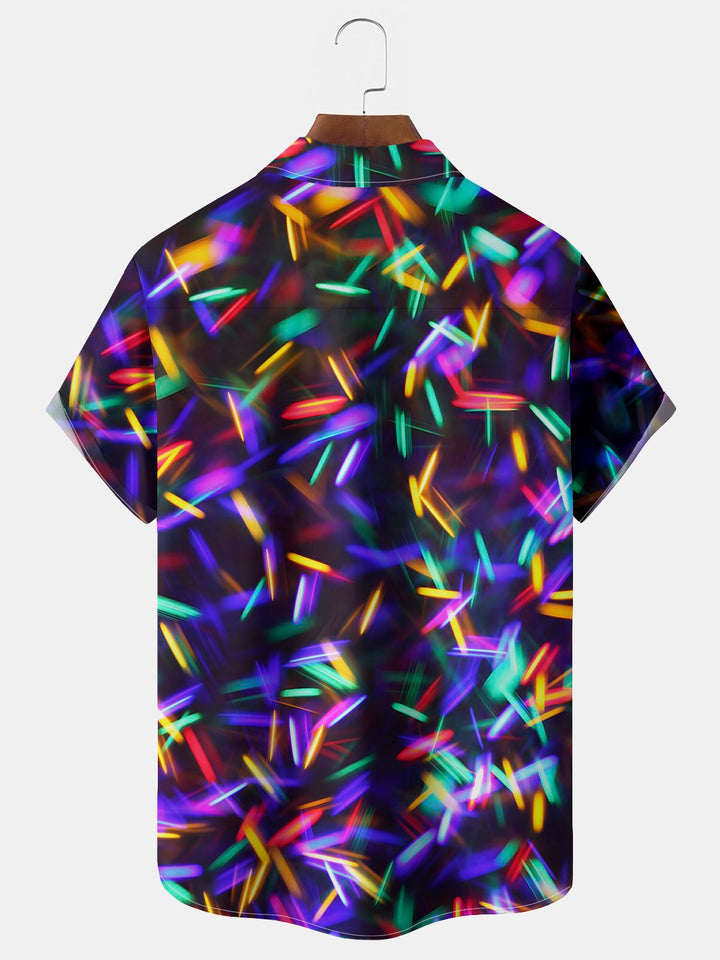 Alohadaddy Vintage Gradient Print Chest Pocket Shirt Plus Size Men&