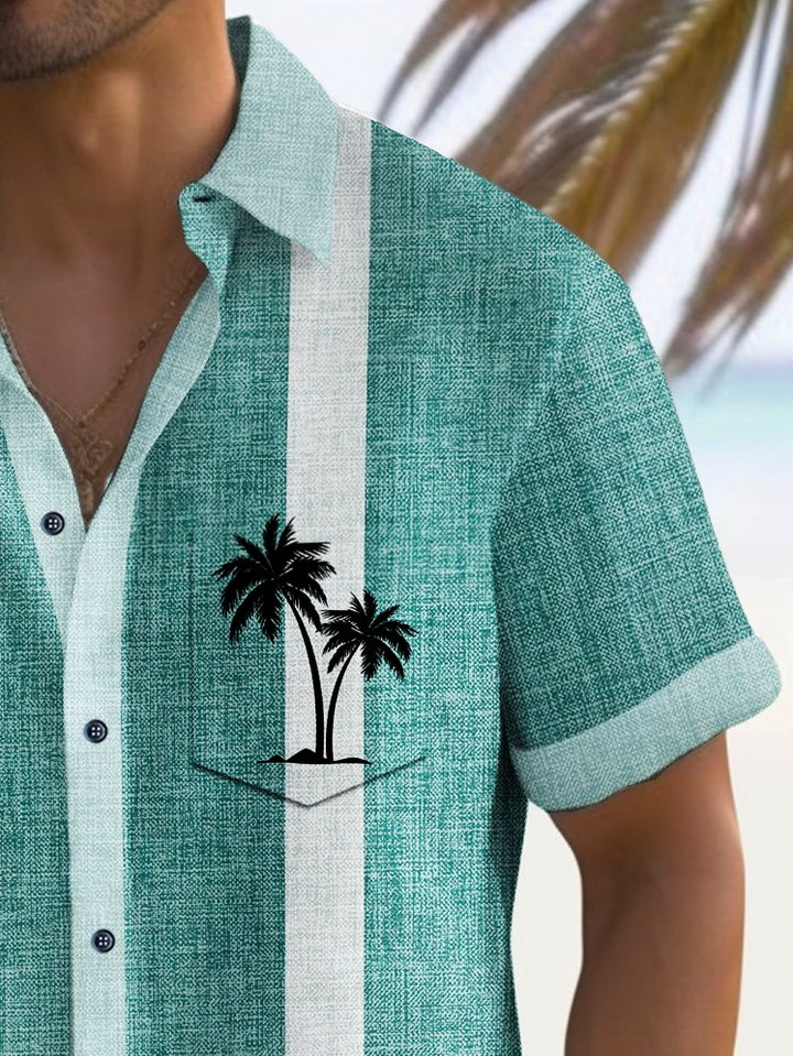 Alohadaddy Vintage Bowling Coconut Tree Print Men&