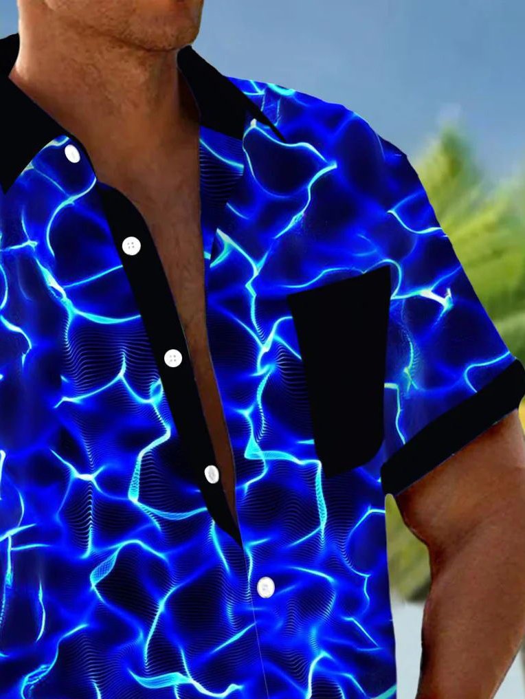 Chemise extensible à imprimé dégradé vintage Alohadaddy pour homme avec poche poitrine et imprimé texturé