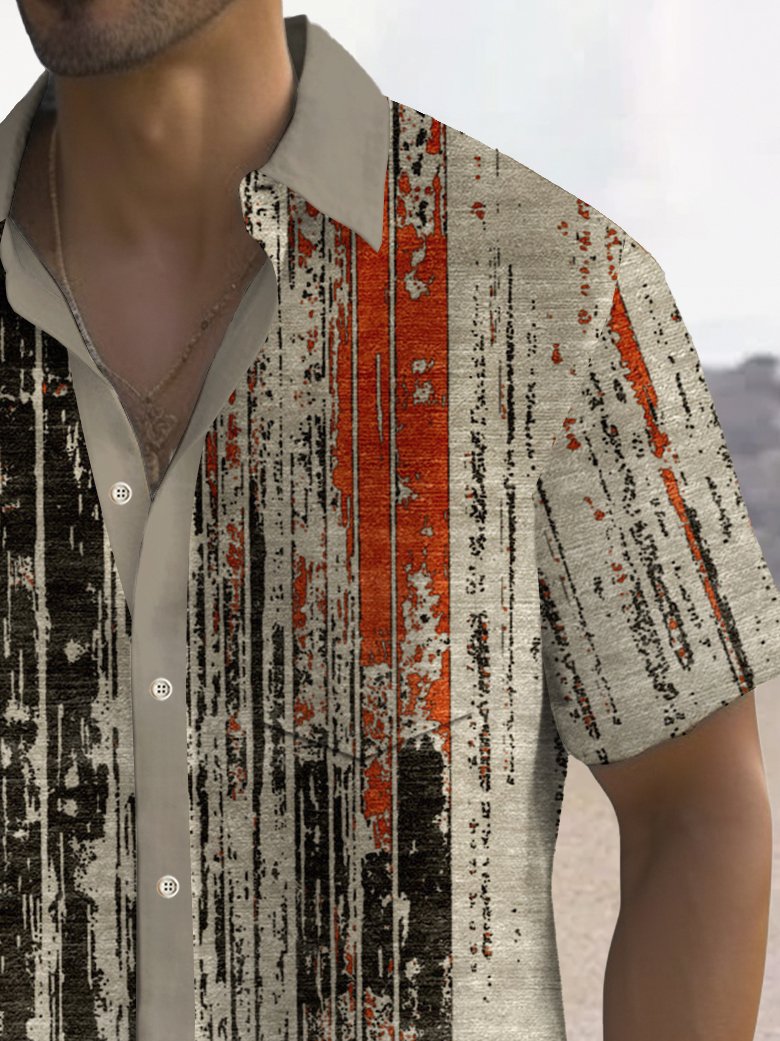 Camisa elástica con bolsillo en el pecho y estampado de textura abstracta vintage de Alohadaddy, talla grande
