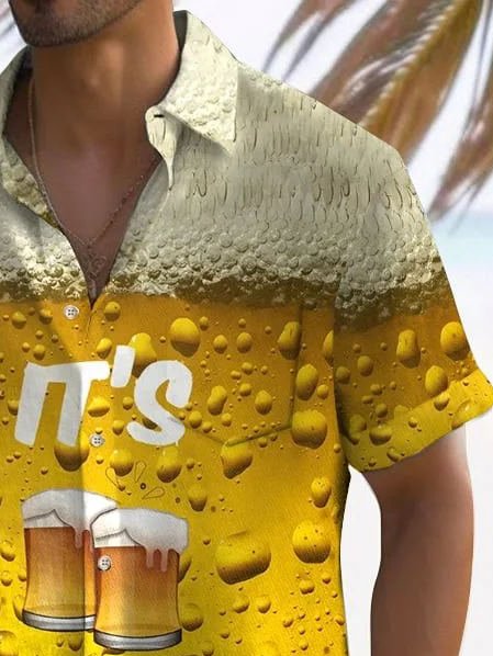 Camisa elástica con bolsillo en el pecho y estampado de cerveza Oktoberfest para hombre de Alohadaddy, talla grande