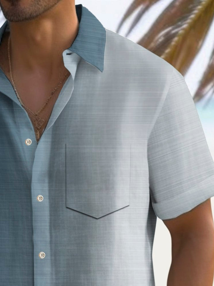 Alohadaddy Vintage Gradient Print Chest Pocket Stretch Shirt Big Tall