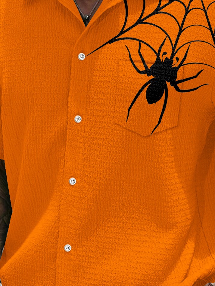 Chemise extensible en seersucker à imprimé araignée d&