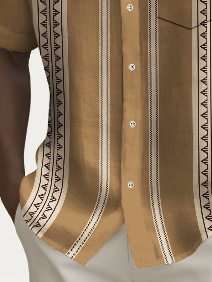 Chemise extensible à poche poitrine pour homme avec imprimé à motif grec vintage de bowling d&