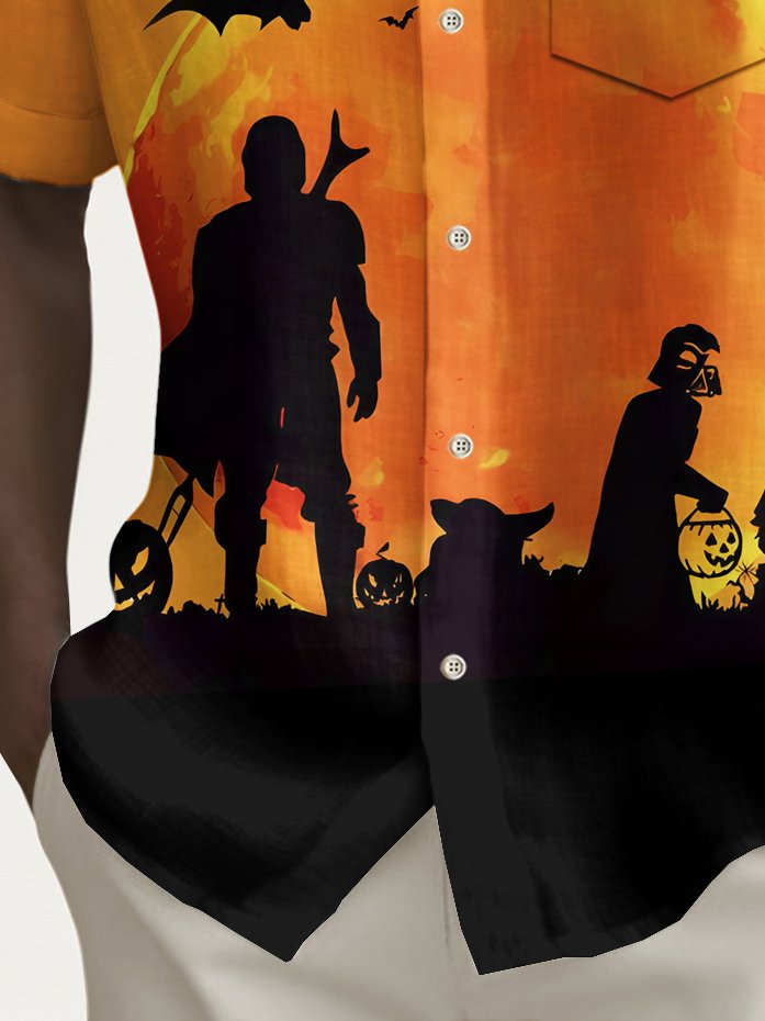 Chemise extensible à poche poitrine pour homme avec imprimé dessin animé d&