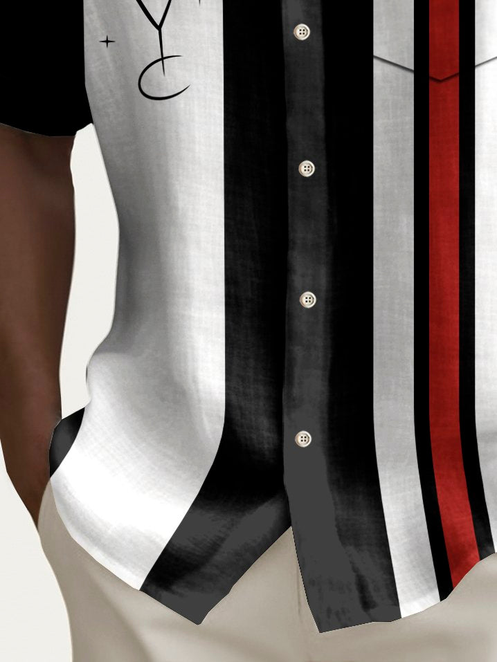 Alohadaddy Vintage Bowling Geometric Cocktail Print Men&