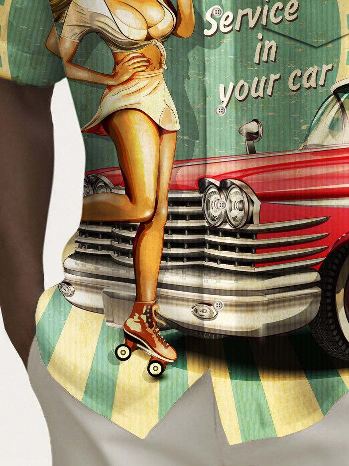Alohadaddy Vintage Car Girl Poster Print Men&