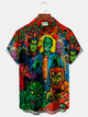 Camisa de manga corta con bolsillo y botones para hombre, con estampado digital 3D de Halloween retro de Alohadaddy, talla grande y alta
