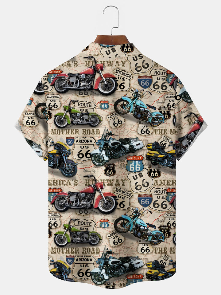 Chemise extensible à imprimé moto vintage Route 66 d&