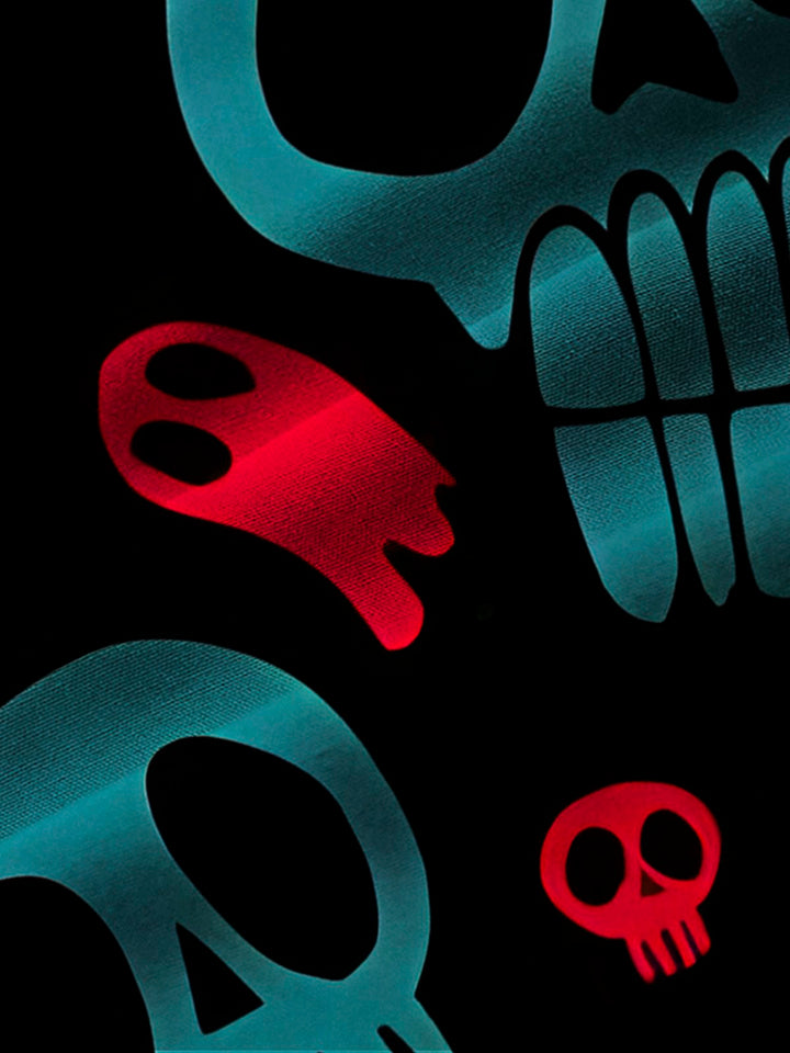Camisa elástica con bolsillo en el pecho y estampado de calavera de Halloween para hombre de Alohadaddy, talla grande