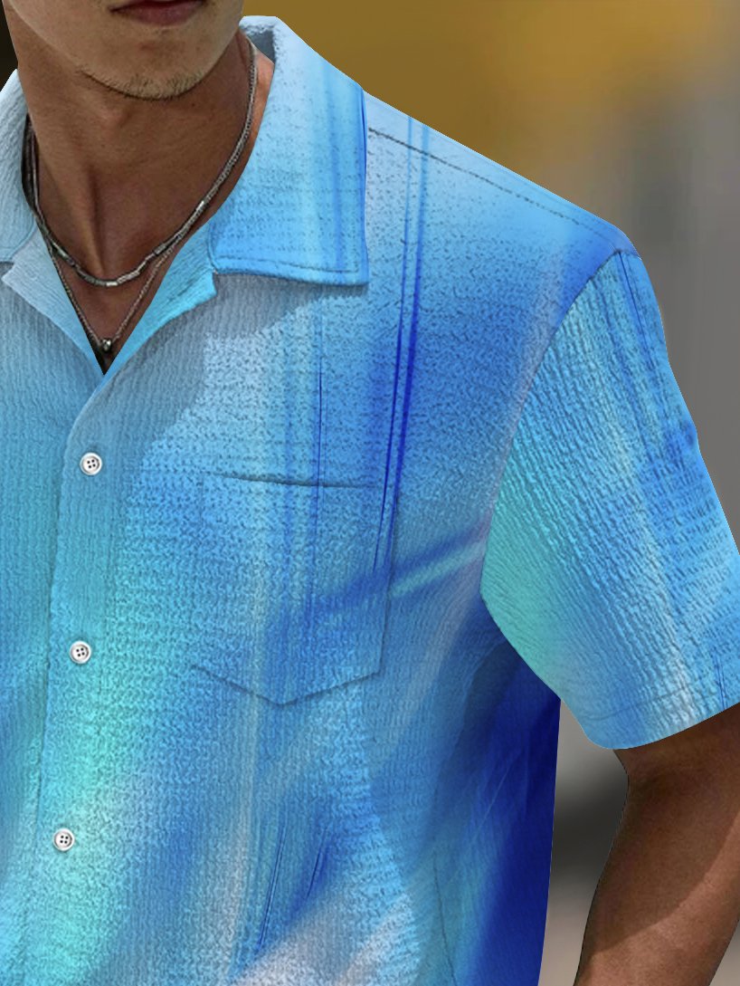 Chemise extensible en seersucker à imprimé dégradé vintage Alohadaddy pour homme, grande taille