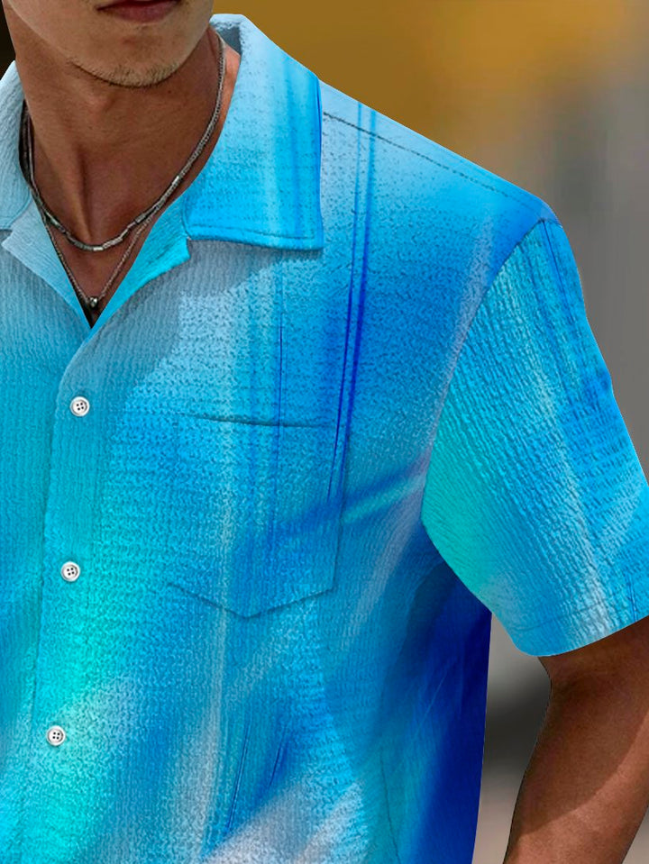 Chemise extensible en seersucker à imprimé dégradé vintage Alohadaddy pour homme, grande taille