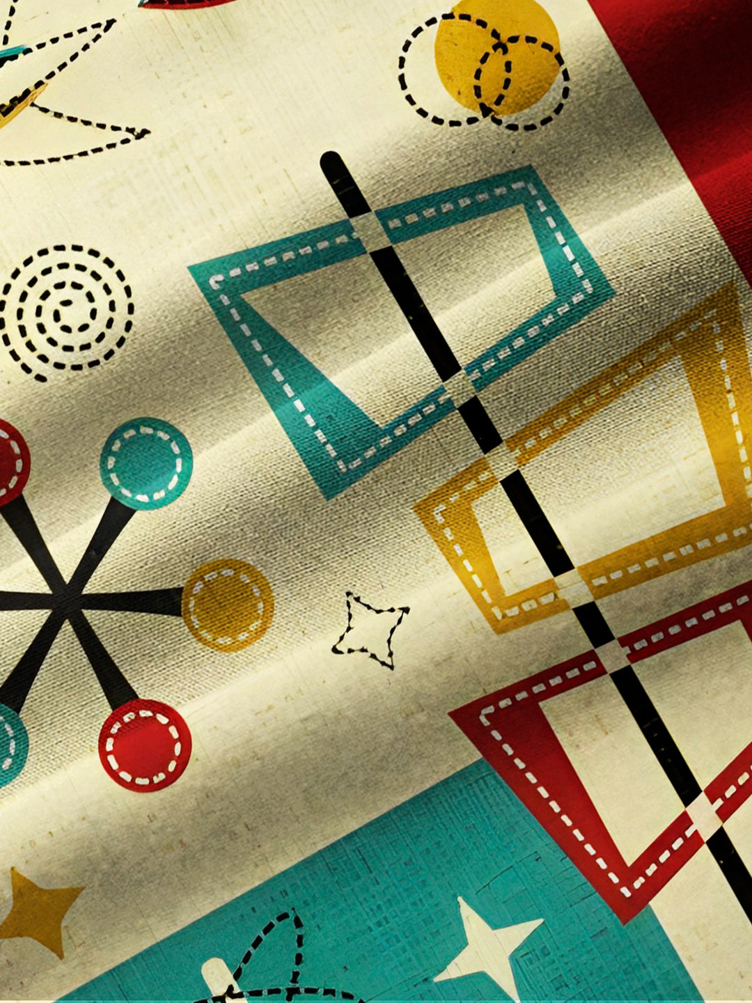 Camisa elástica con bolsillo en el pecho y estampado geométrico estilo boomerang de mediados de siglo de Alohadaddy, talla grande