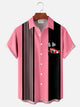 Alohadaddy Racing Retro Bowling Stripe 3D Digital Print Men's Button Pocket Short Sleeve Shirt Big & Tall