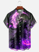 Alohadaddy Halloween Pumpkin Skull 3D Digital Print Men's Button Pocket Short Sleeve Shirt Big & Tall