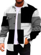 Alohadaddy Retro Geometric Corduroy  Ethnic Graphics 3D Digital Printing Men's Workwear Pocket Jacket Coat Big & Tall
