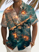 Alohadaddy Vintage Fighter Planes Print Mens Button Pocket Short Sleeve Print