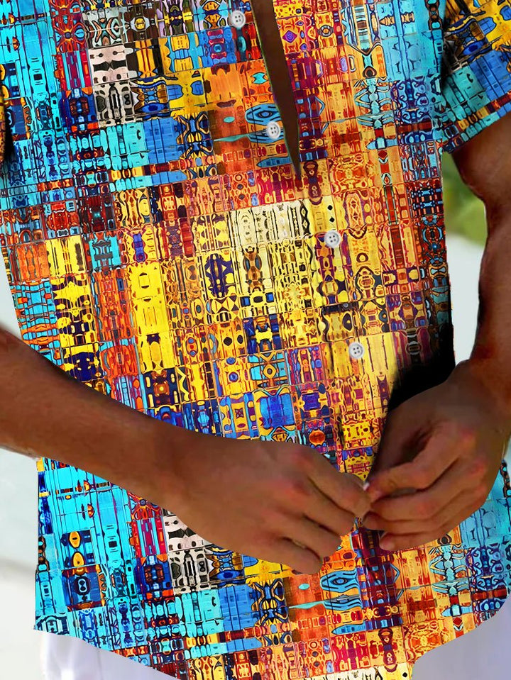 Alohadaddy Vintage Geometric Texture Print Men&
