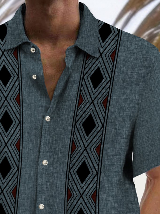 Alohadaddy Vintage Bowling Geometric Stripe Print Men&