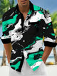 Alohadaddy Retro Gradient Art Abstract 3D Digital Printing Men's Button Pocket Long Sleeve Shirt
