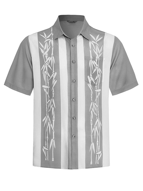 AlohaDaddy Pocket Vintage Bowling Plant Bamboo Print Beach Men&