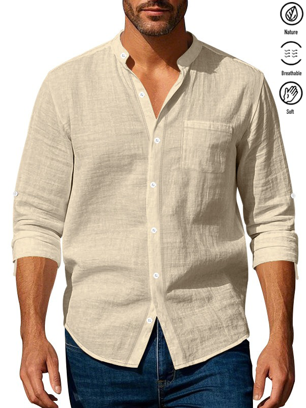 Alohadaddy® Basic Solid Color Cotton Linen Print Men&