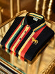 Alohadaddy® Classic Business Vertical Stripes Horse Logo Men's Button-Down Polo Shirt Big&Tall
