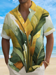 Alohadaddy® Hawaiian Leaf Art Print Men's Button Pocket Short Sleeve Shirt Big & Tall