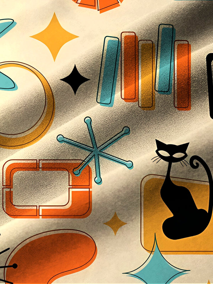 Alohadaddy® Vintage Medieval Atomic Cat Geometry Starburst Print Men&