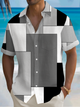 Alohadaddy® Vintage Geometric Print Men's Button Pocket Short Sleeve Shirt Big & Tall