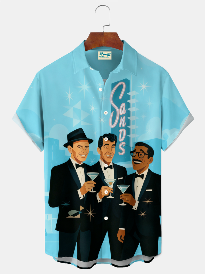 Alohadaddy® Vintage Music Rat Pack Graphic Print Men&