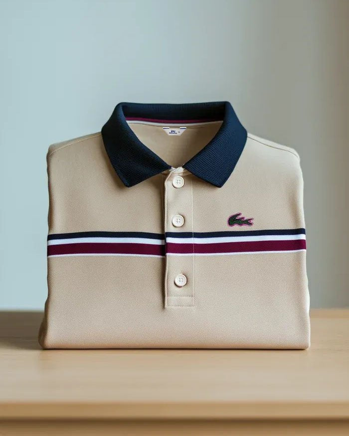 Alohadaddy® Business Striped Logo Print Elastic Button Men's Short-Sleeve Polo Shirt Big & Tall