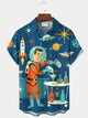 Alohadaddy® Hawaiian Medieval Geometric Cartoon Print Men's Button-Down Short-Sleeve Shirt Big & Tall
