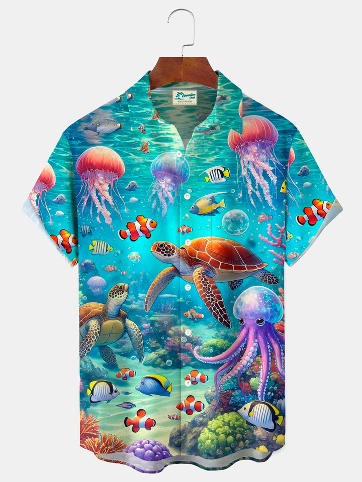 Alohadaddy® Hawaii Vintage Marine Life Turtle Print Men&