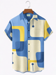 Camisa hawaiana elástica con bolsillo en el pecho y estampado geométrico vintage para hombre de Alohadaddy