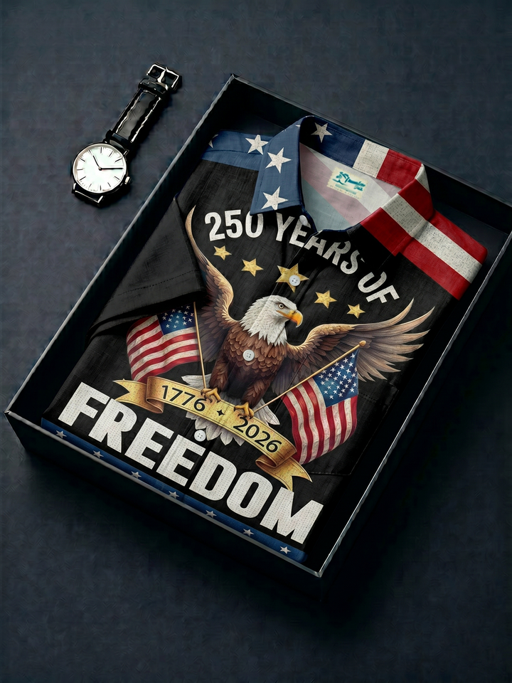 Alohadaddy® 250th Anniversary American Flag Eagle Print Men&