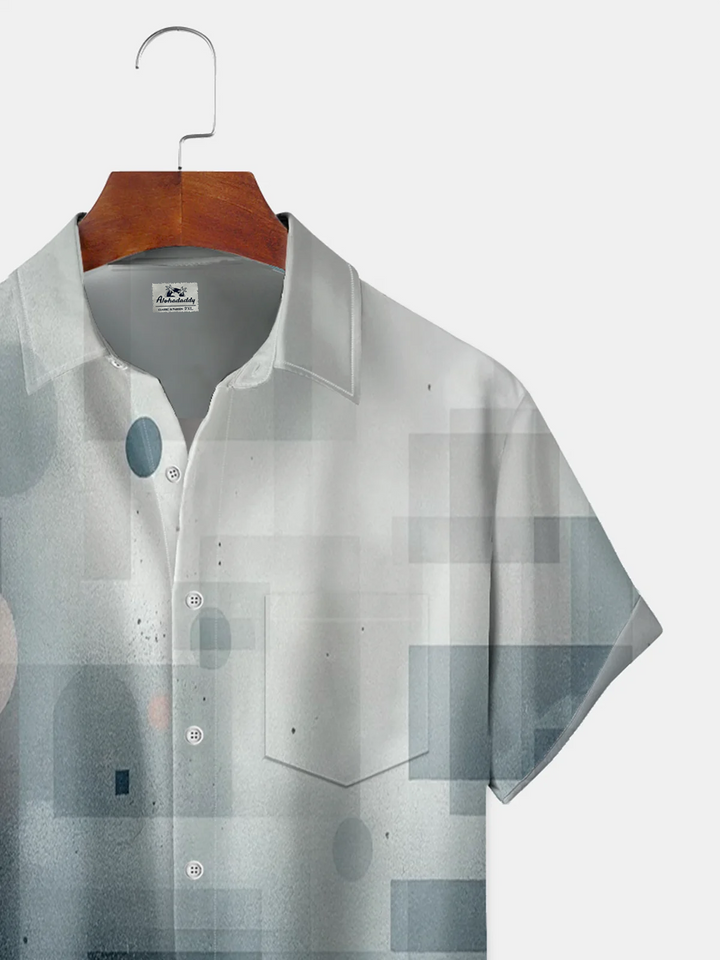 Alohadaddy® Vintage Abstract Art Print Art Button Pocket Cardigan Men&