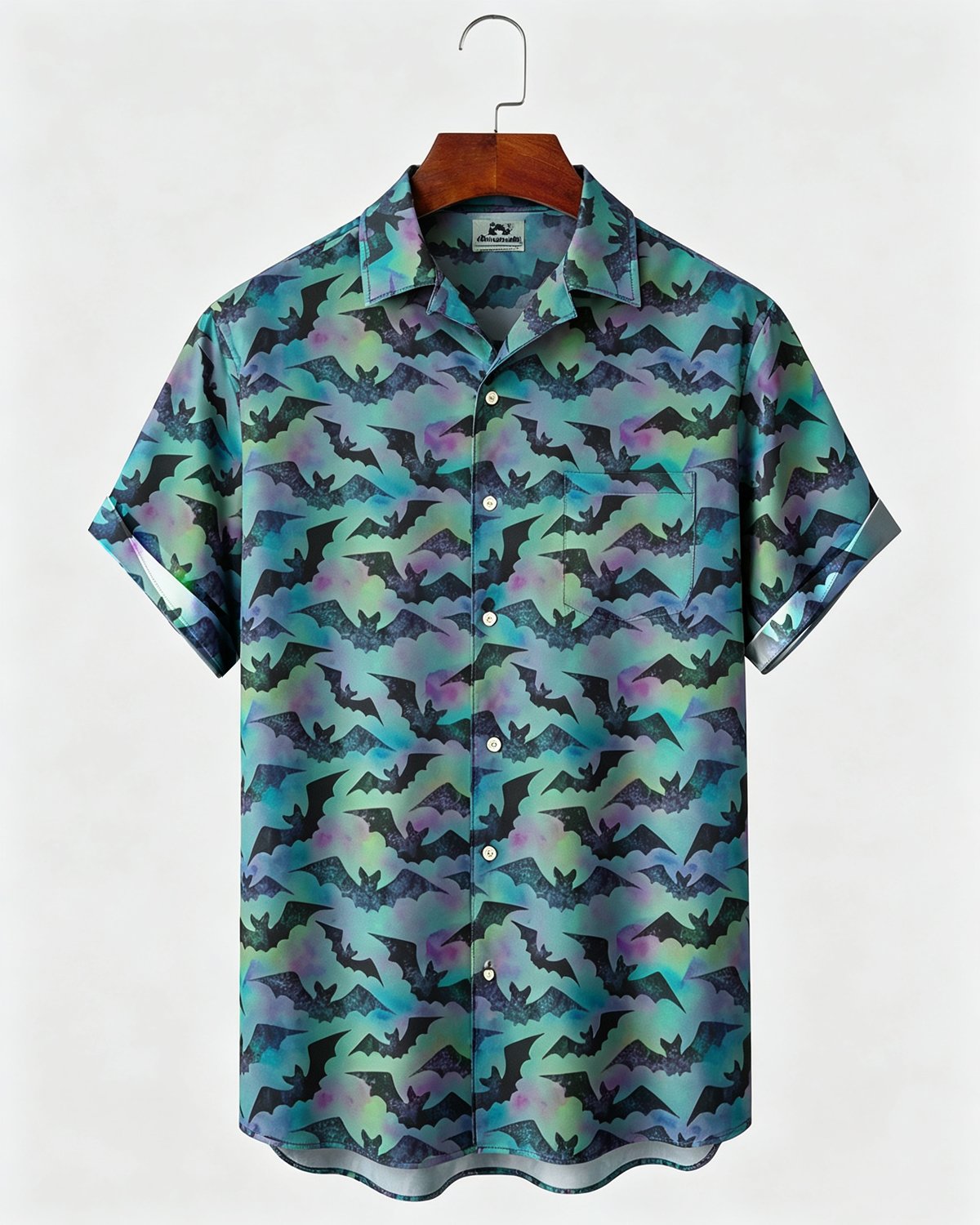 Alohadaddy® Men's Short-Sleeve Button-Down Shirt with Pocket Halloween Print